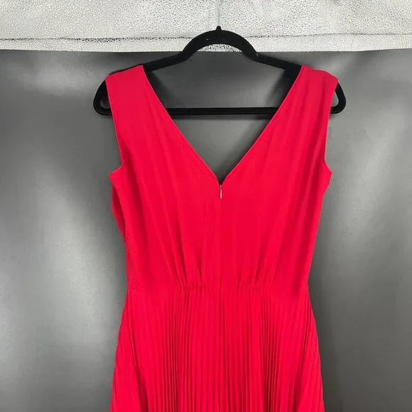 WHBM | Size 14. Red Crepe Pleated dress - Picture 8 of 13